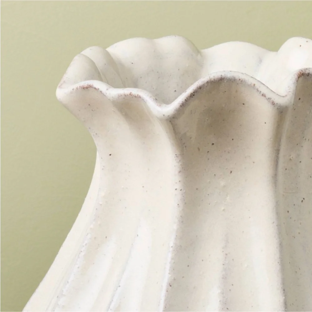 9” Pleated Ceramic Rustic Vase Sour Cream - Hearth & Hand™ with Magnolia